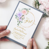 Lila Rosa & Gold Wreath Kinderdusche Einladung