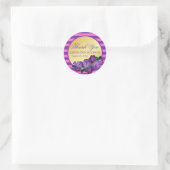 Lila, rosa, goldene Hochzeit Personalisiert Danke Runder Aufkleber (Tasche)