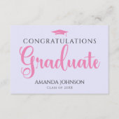 Lila rosa Graduate Words of Wisdom Abschluss Begleitkarte (Vorderseite)