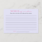 Lila rosa Graduate Words of Wisdom Abschluss Begleitkarte (Rückseite)