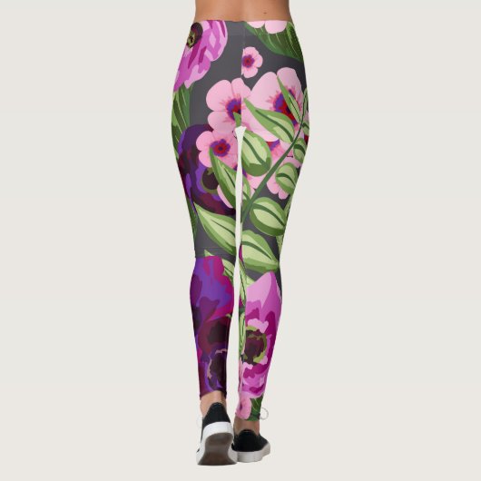 Lila, rosa, grüne Leggings (Rückseite)