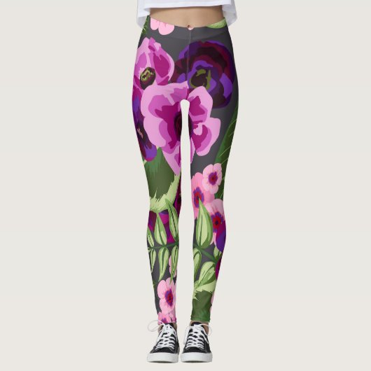 Lila, rosa, grüne Leggings (Vorderseite)