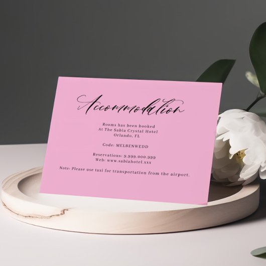 Lila rosa handgeschriebene Unterkunft Begleitkarte