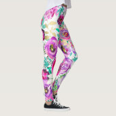 Lila rosa hell bunt fett modern floral leggings (Rechts)