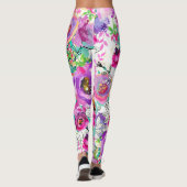 Lila rosa hell bunt fett modern floral leggings (Rückseite)