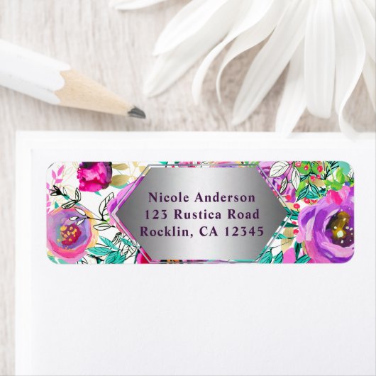 Lila-rosa-helle Farbgebung Modernes Blumenmuster (Insitu)