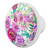Lila-rosa-helle Farbgebung Modernes Blumenmuster Keramikknauf (Rechts)