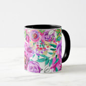 Lila-rosa-helle Farbgebung Modernes Blumenmuster Tasse (VorderseiteRechts)