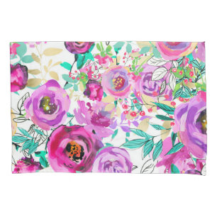 Lila Rosa Helle Farbige Chic Moderne Floral Kissenbezug
