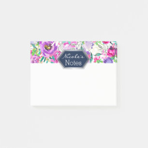 Lila Rosa Helle Farbige Moderne Florale Chic Post-it Klebezettel