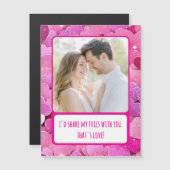 Lila rosa Herz "Meine Fries teilen"-Magnet-Fotokar Magnetkarte (Vorne/Hinten)