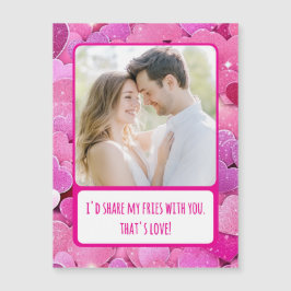 Lila rosa Herz "Meine Fries teilen"-Magnet-Fotokar Magnetkarte