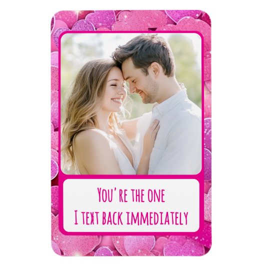 Lila rosa Herz-Text Zurück Flexibles Magnet Foto (Vertikal)