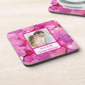 Lila rosa Herzen I Text sofort zurück Getränkeuntersetzer (Linke Seite)