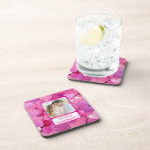 Lila rosa Herzen I Text sofort zurück Getränkeuntersetzer (Rechte Seite)