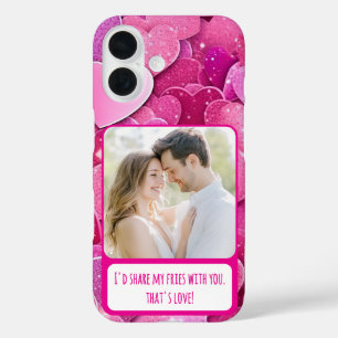 Lila rosa Herzen meine Freunde teilen iPhone 16 Hülle