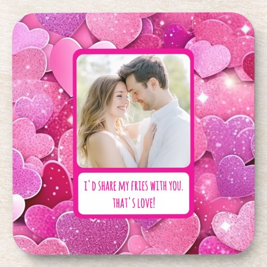 Lila rosa Herzen meine Freunde teilen Getränkeuntersetzer (Vorderseite)