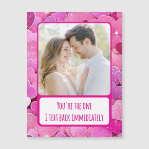 Lila Rosa Herzen - Text Back Magnet Foto Karte