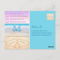 Lila rosa Himmelsherzen im Sandstrand Wedding P