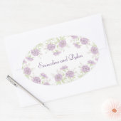 Lila rosa Hochzeit Ovaler Aufkleber (Umschlag)
