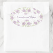 Lila rosa Hochzeit Ovaler Aufkleber (Tasche)