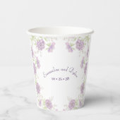 Lila rosa Hochzeit Pappbecher (Rückseite)
