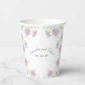 Lila rosa Hochzeit Pappbecher (Vorderseite)