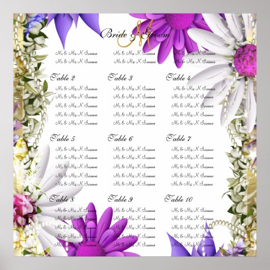 Lila rosa Hochzeitskarten Poster (Vorne)