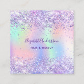 Lila rosa holografischer Foto qr-Code Quadratische Visitenkarte (Vorderseite)