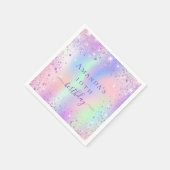 Lila rosa holografischer Geburtsname Serviette (Ecke)
