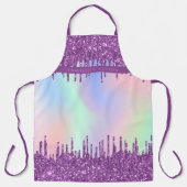 Lila rosa holografischer Name Schürze (Vorderseite)