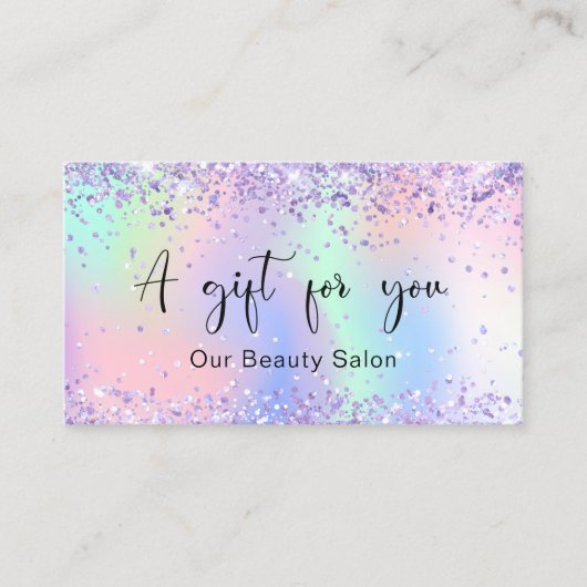 Lila-rosa-holografisches QR-Gutschein Visitenkarte (Vorderseite)