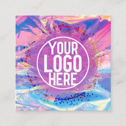 Lila-Rosa-Holograph-Glitzer Confetti-Logo Quadratische Visitenkarte (Vorderseite)