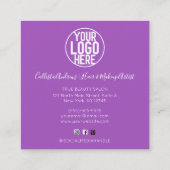 Lila-Rosa-Holograph-Glitzer Confetti-Logo Quadratische Visitenkarte (Rückseite)