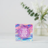Lila-Rosa-Holograph-Glitzer Confetti-Logo Quadratische Visitenkarte (Stehend Vorderseite)