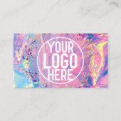Lila-Rosa-Holograph-Glitzer Confetti-Logo Visitenkarte (Vorderseite)