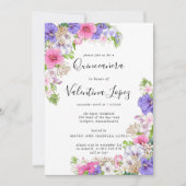 Lila rosa Hübsches tropisches Quinceanera Einladung (Vorderseite)