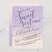 Lila rosa Imitate Funkelnd Glitzer Ombre Sweet 16 Einladung (Vorne/Hinten)