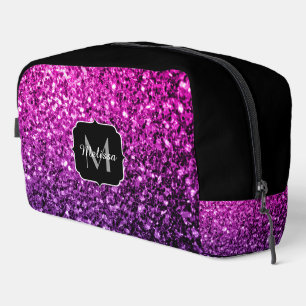 Lila rosa Imitate Glitzer Glitzern Schwarz Monogra Waschbeutel