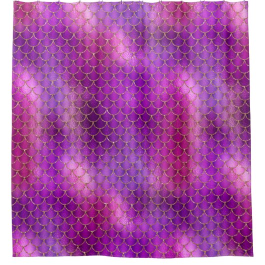 Lila rosa Iridescent Mermaid Scales-Muster Duschvorhang (Vorderseite)