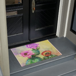 Lila Rosa-Kaktus-Blume Begrüßung Fußmatte