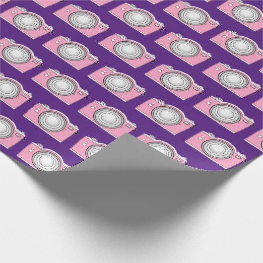 lila rosa Kameras Geschenkpapier (Ecke)