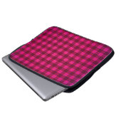 Lila rosa karierte Kohlefaser gemustert Laptopschutzhülle (Vorne Knopf)