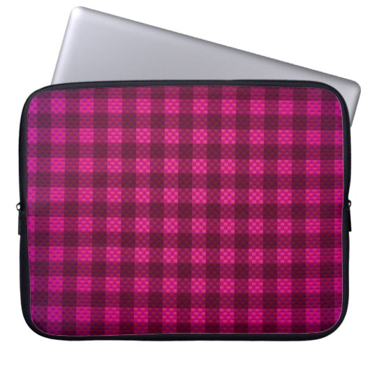 Lila rosa karierte Kohlefaser gemustert Laptopschutzhülle (Vorderseite)