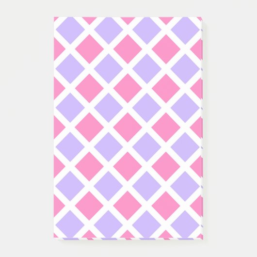 Lila Rosa Karo-Diamant-Muster Post-it Klebezettel (Vorderseite)
