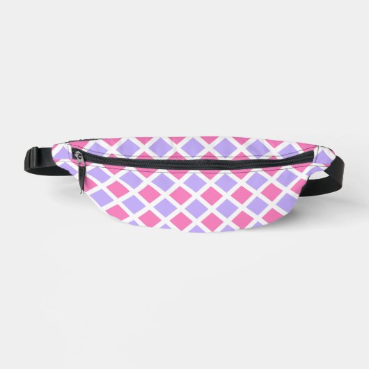 Lila Rosa Karo Diamantmuster Bauchtasche (Vorderseite)