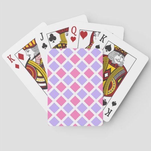 Lila Rosa Karo Diamantmuster Spielkarten (Rückseite)