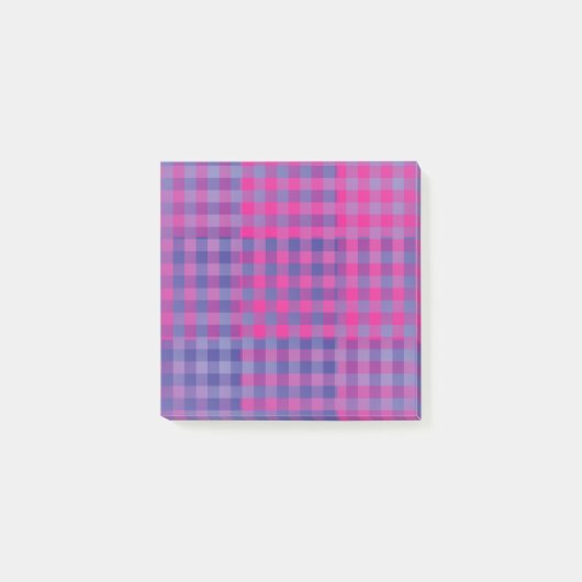 Lila Rosa Karo-Patchworkmuster Post-it Klebezettel (Vorderseite)