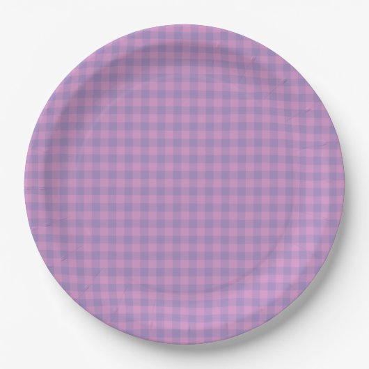 Lila Rosa Karomuster Pappteller (Vorderseite)