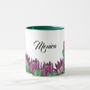 Lila Rosa König Protea Aquarell Handgemalt Tasse
